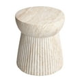 thumbnail image 1 of Fluted Travertine Stone Finish Italian Design MgO Side Accent Table, 1 of 12
