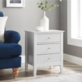 thumbnail image 1 of Fluted White Nightstand with Drawers, White Night Stand for Living Room Bedroom,Wavy Bedside Table with Gold Handles,3 Drawers Tall Side Table, 24 inch, 1 of 6