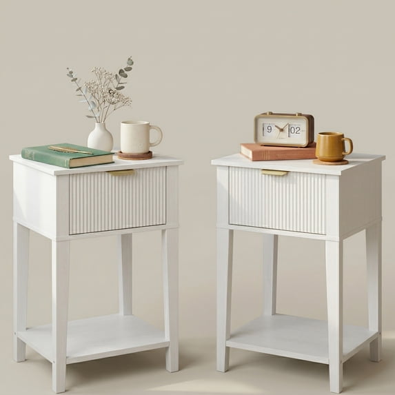 MIXX UNIQ Fluted Wood Nightstands, 12