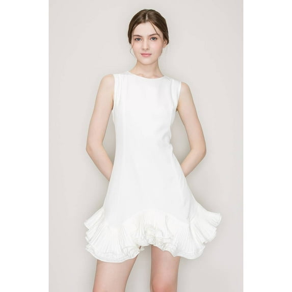 Flutter Ruffle Hemline Sleeveless Mini Dress