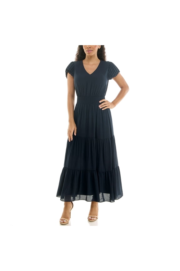 Women's Flutter Sleeve Midi Dress, Sizes XS-XXXL