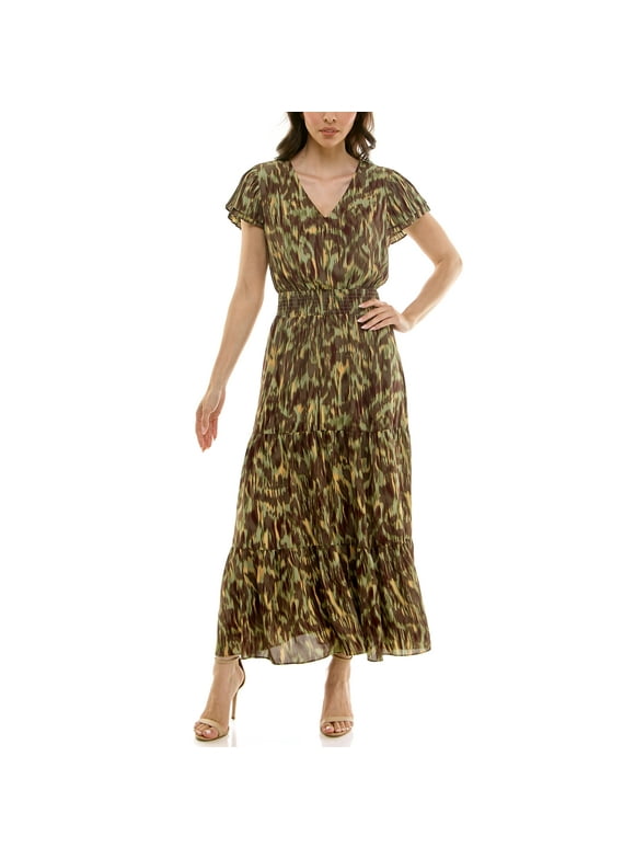 Women's Flutter Sleeve Midi Dress, Sizes XS-XXXL