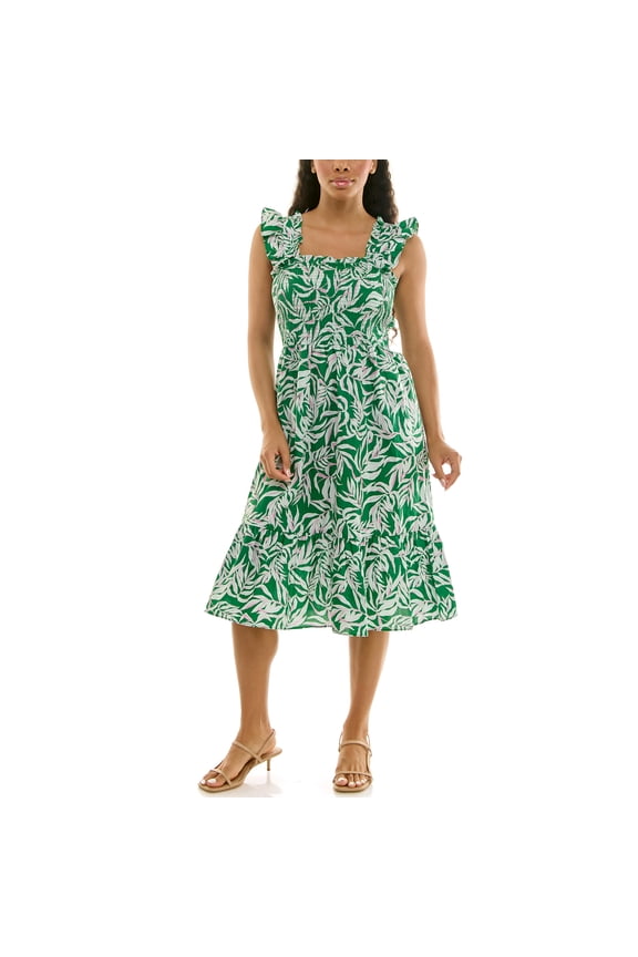 Women's Smocked Flutter Sleeve Midi Dress, Sizes XS-XXXL