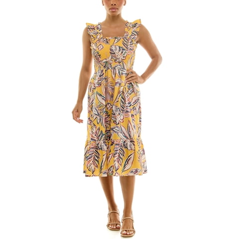 Women's Smocked Flutter Sleeve Midi Dress, Sizes XS-XXXL