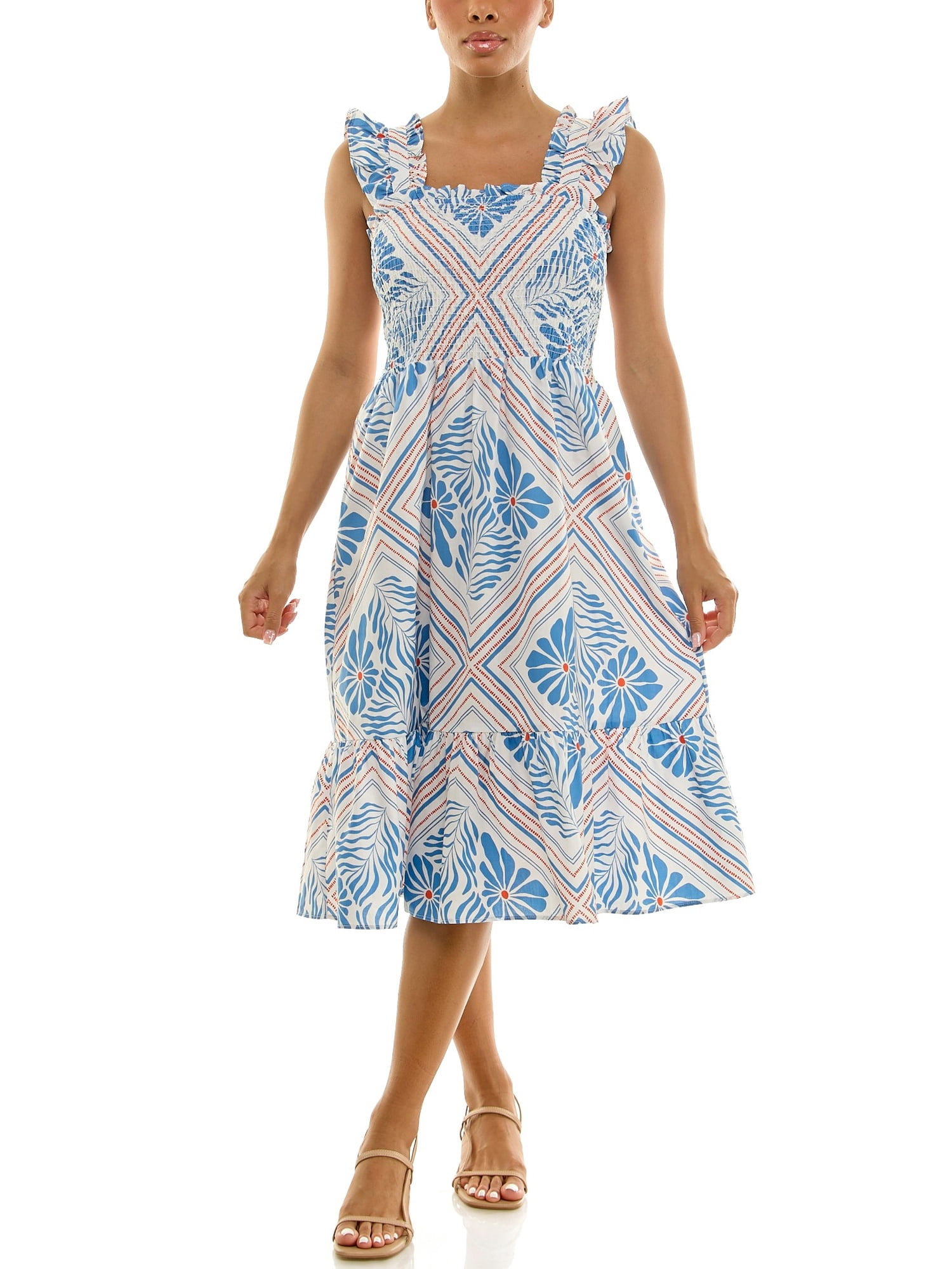 Nanette Lepore Women's Smocked Flutter Sleeve Midi Dress, Sizes XS-XXXL