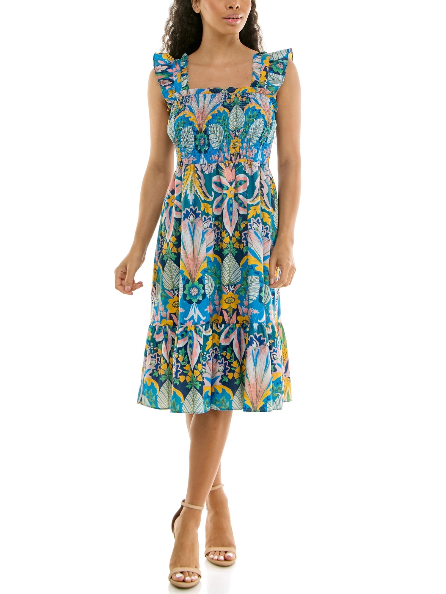 Nanette Lepore Women's Smocked Flutter Sleeve Midi Dress, Sizes XS-XXXL