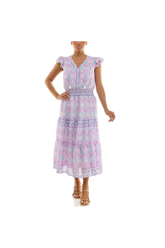 Women's Flutter Sleeve Tassel Midi Dress, Sizes XS-XXXL