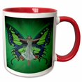 thumbnail image 1 of 3drose, Flutterby Fairy - Butterfly, Fairy, Fashion, Flapper, Green, Insect, Mystical, 11oz Two-tone Red Mug, 1 of 6