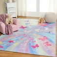 thumbnail image 1 of Superior Butterfly Non-Slip Washable Indoor Play Rug, 4' x 6', Magenta, 1 of 12