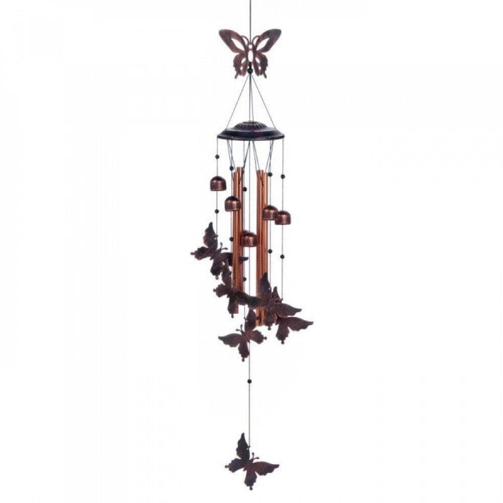 Bronze Butterfly Wind Chimes with Bells and Sculptural Design
