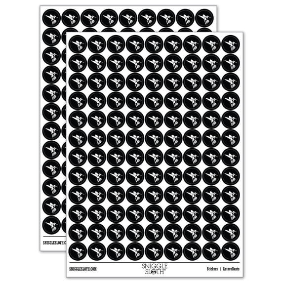 Fluttering Hummingbird 200+ Round Stickers - Black - Matte Finish - 0.50" Size