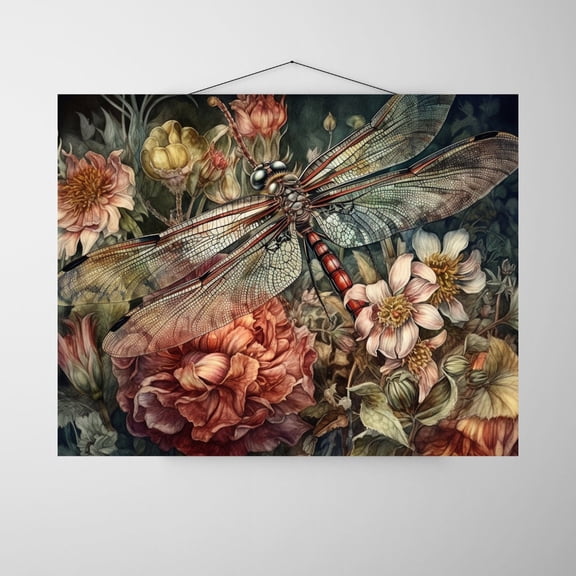 Fluttering Jewels - Dragon Fly Canvas Wall Art