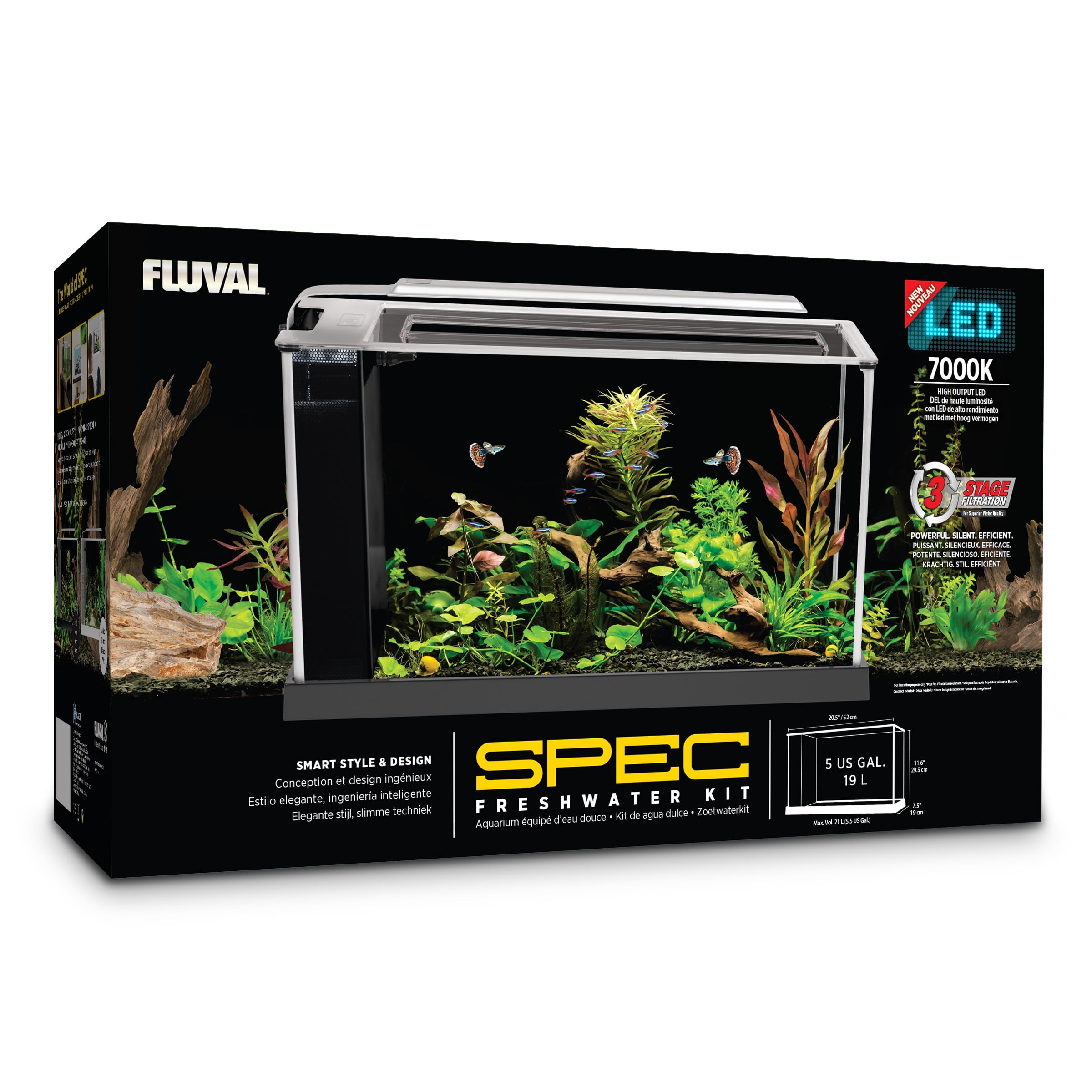 Fluval Spec V Black Glass 5-Gallon Aquarium Kit