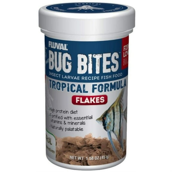 Fluval Bug Bites Insect Larvae Tropical Fish Flake 1.59 oz