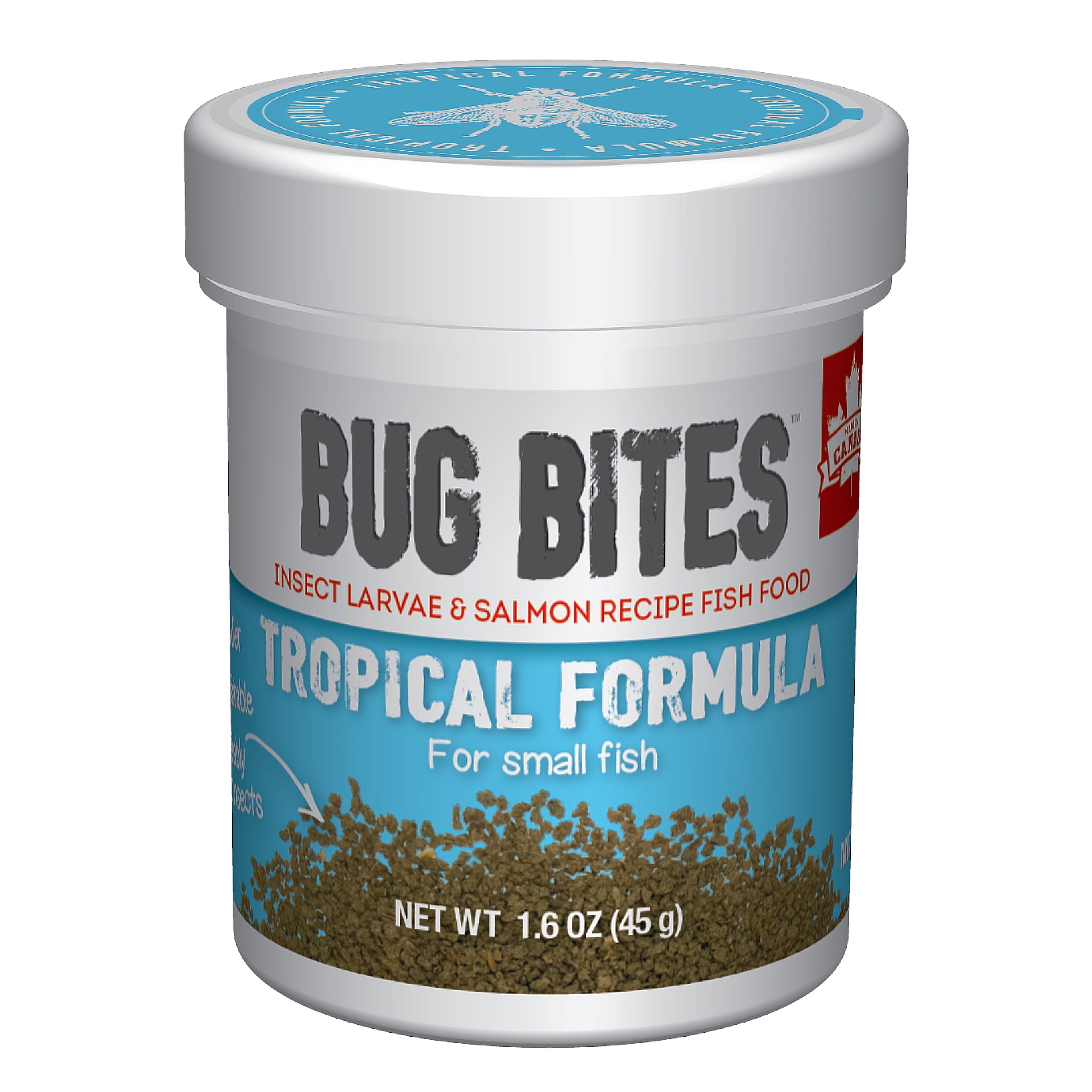 Fluval Bug Bites Tropical Fish Small Granules, Small to Medium Fish, 1.59 oz