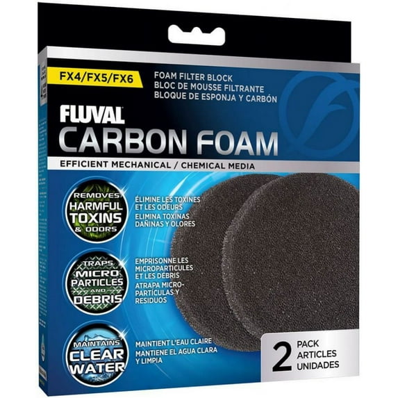Fluval FX5/6 Replacement Carbon Impregnated Foam Pad [Aquarium, Filter Media & Material] 2 count