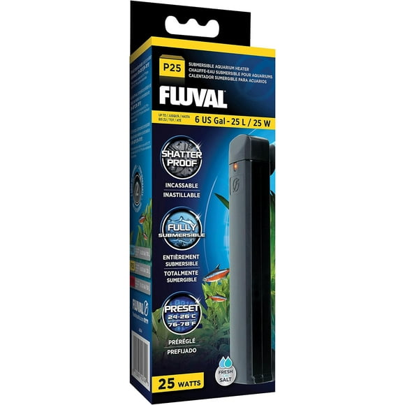 Fluval P25 Submersible Aquarium Heater for Up to 6 Gallons, 25 Watts