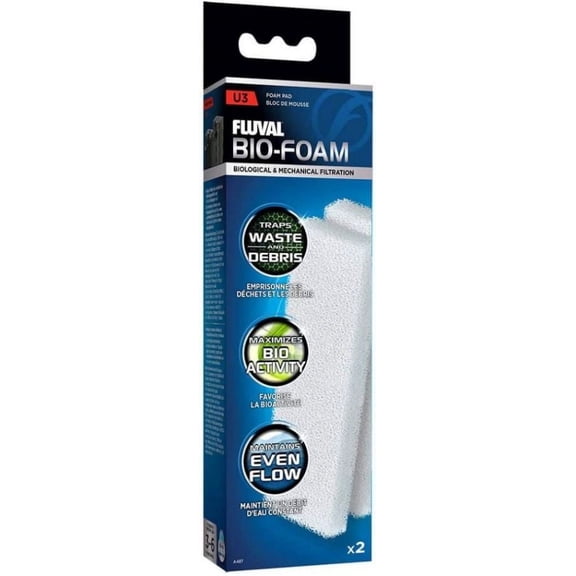 Fluval U-Sereis Underwater Filter Foam Pads [Aquarium, Filter Pads] Foam Pad For U3 Filter (2 Pack)