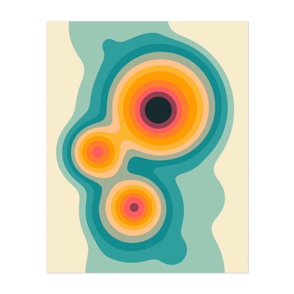 Flux (5) - Digital Art Abstract Geometric Modern Art Mid-Century Modern Psychedelic Pattern Minimalist Unframed Wall Art Print 6 x 8 inches