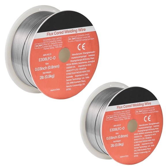 Flux Core MIG Welding Wire E308LFC-O 0.030 Inch 2 LBS Gasless Stainless Steel Welding Wire Low Spatter All Position Arc Welding Self-Shielded Outdoor Use
