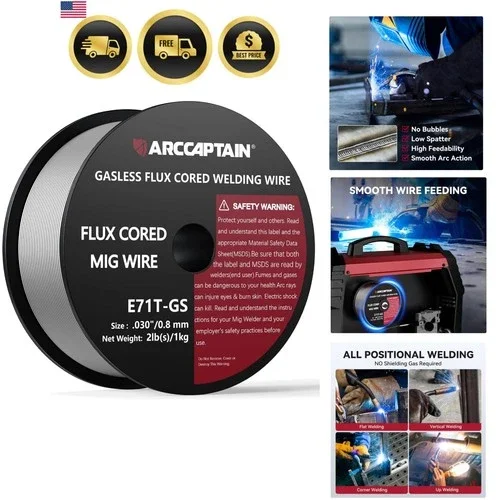 Flux Core Welding Wire .030, E71T- Mig Welding Wire 2-Pound Spool Gasless Mil...