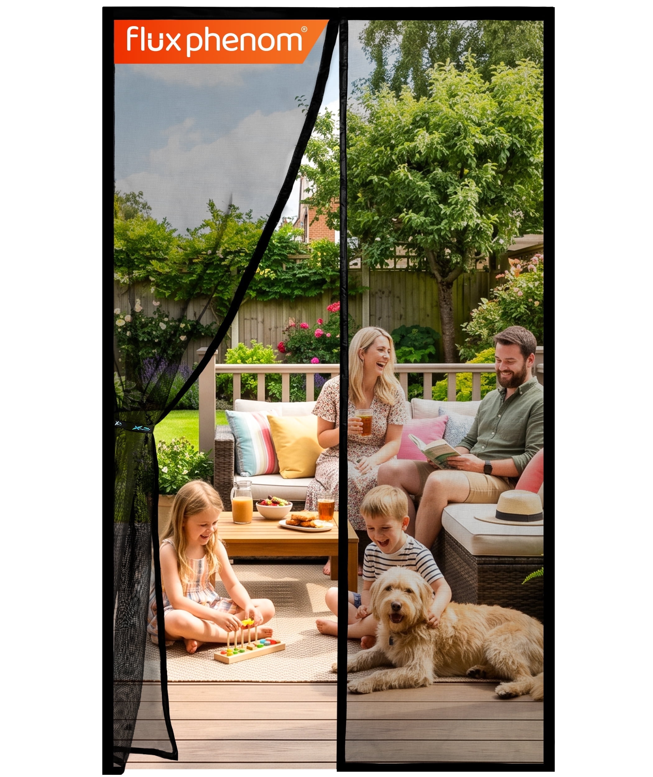 Flux Phenom Magnetic Screen Door, Hands-Free Sliding Mesh Door Net 38 x 82"
