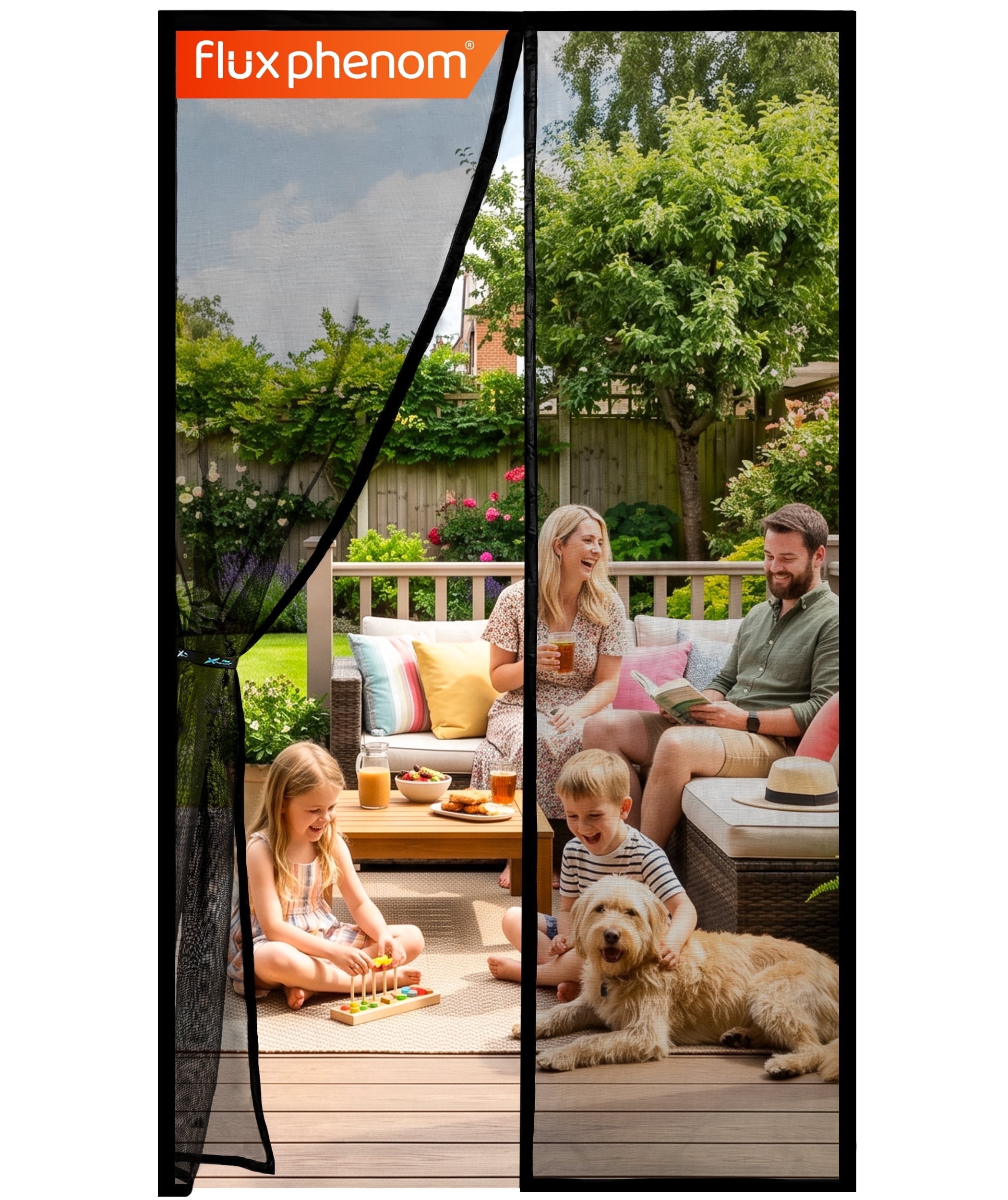 Flux Phenom Magnetic Screen Door, Hands-Free Sliding Mesh Door Net 38 x 82"