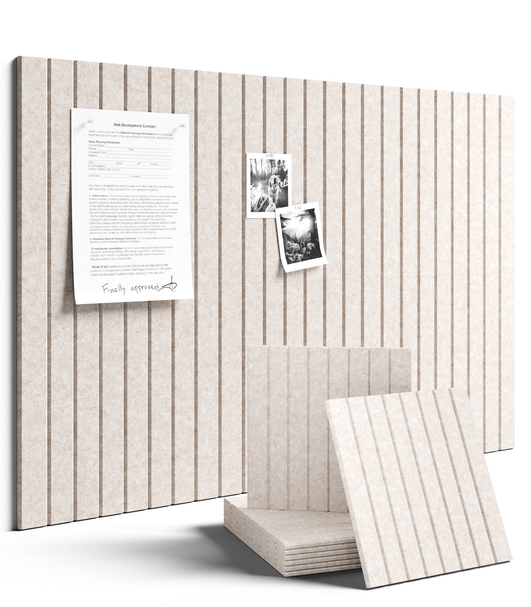 Fluxynara Felt Bulletin Board 36" x 24" Cork Board Alternative-6 Pack with 40 Safe Removable Adhesive Tabs, Cork Boards for Walls Cork Board for Home Office Classroom Pin Board (Oatmeal)