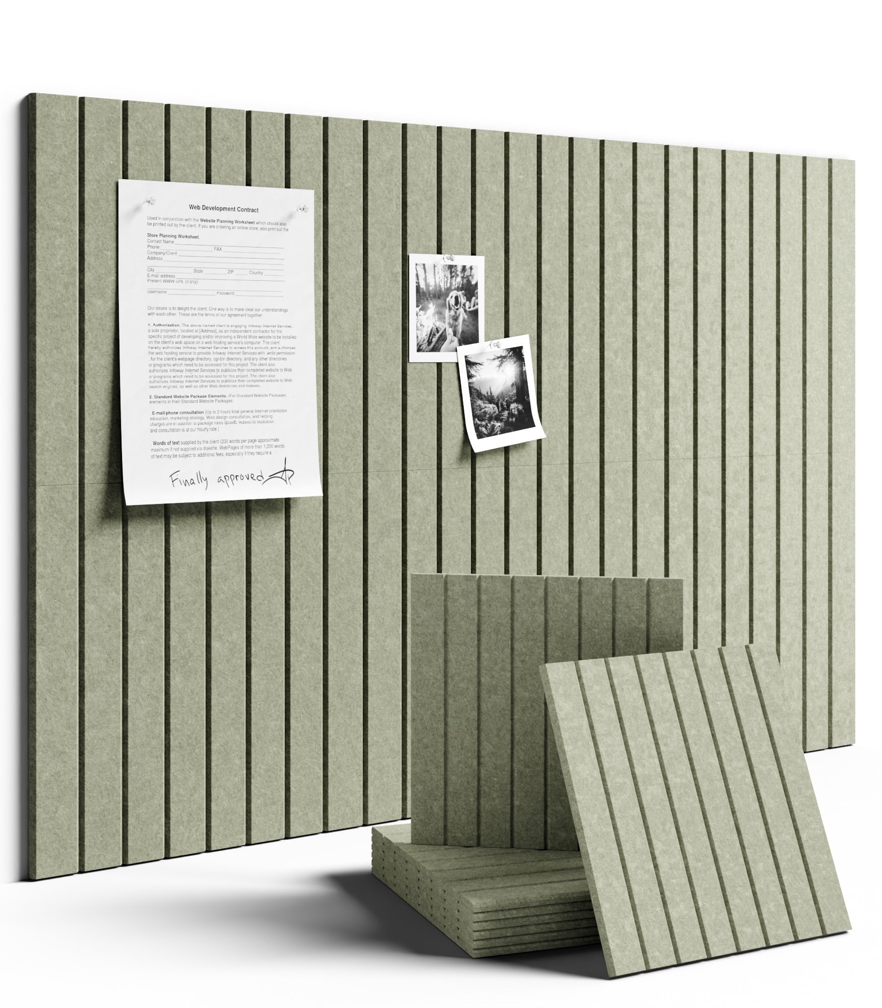 Fluxynara Felt Bulletin Board 36" x 24" Cork Board Alternative-6 Pack with 40 Safe Removable Adhesive Tabs, Cork Boards for Walls Cork Board for Home Office Classroom Pin Board - Sage Green