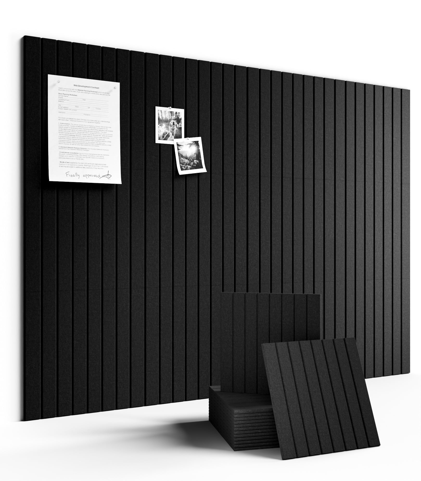 Fluxynara Large Felt Bulletin Board 48" X 36" Large Cork Board Alternative-12 Pack with 70 Safe Removable Adhesive Tabs, Cork Boards for Walls Cork Board for Home Office Classroom Pin Board (Black)