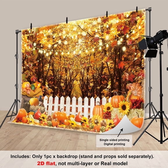 Fluzimir 10x8ft Autumn Maple Forest Photography Backdrop Fall Harvest Backdrop Thanksgiving Background Pumpkin Decoration Party Backdrops Fall Photo Backdrop (Only Backdrop)