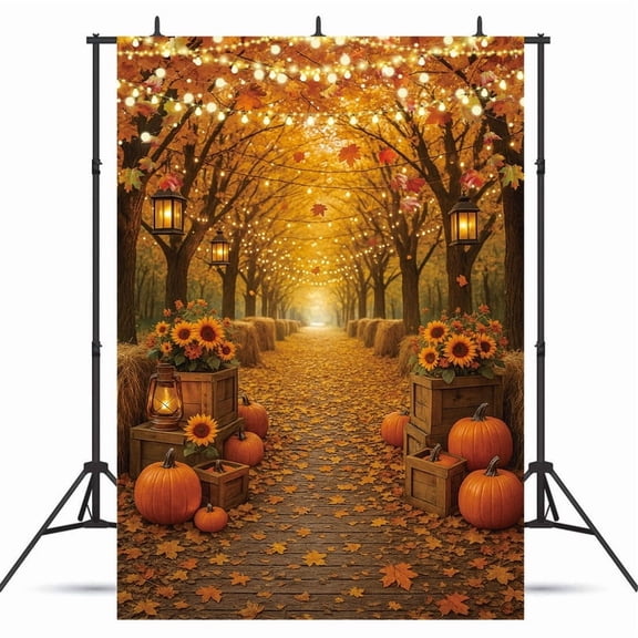 Fluzimir 8x10ft Autumn Maple Forest Photography Backdrop Fall Harvest Backdrop Thanksgiving Background Pumpkin Decoration Party Backdrops Fall Photo Backdrop (Only Backdrop)