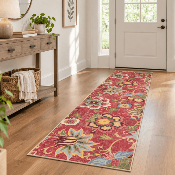 Check Rug Hallway Flwashable Runners For Hallways Non Slip 2x8 Red Long Hallway Runner ...