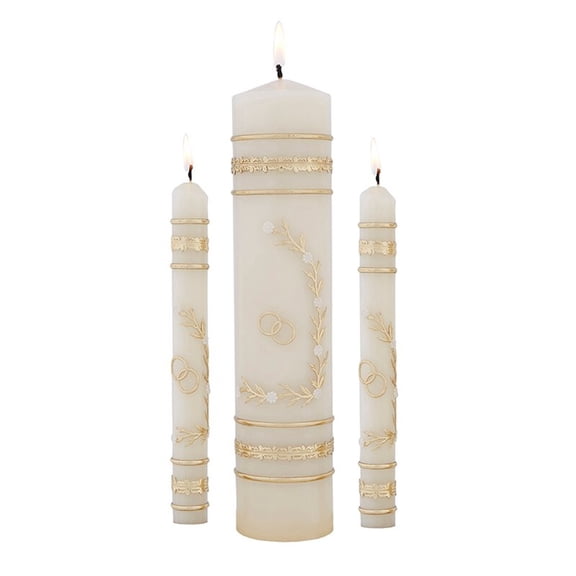 Flwrs Ring Wedding Cndle Set