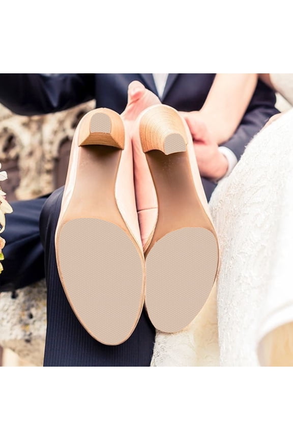 | 1Pair Non Slip Shoe Protective Tape for Smooth Soles, Self Adhesive Diamond Pattern Traction Pads for Leather Shoes, Includes Glue & Gloves, Clear