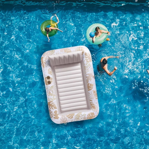 Flwxobe| 85x57 Inch Inflatable Lounge Chair, Leaf Shaped Pool Float, Heavy Duty PVC Air Mattress for Lake Pool Beach, Blue