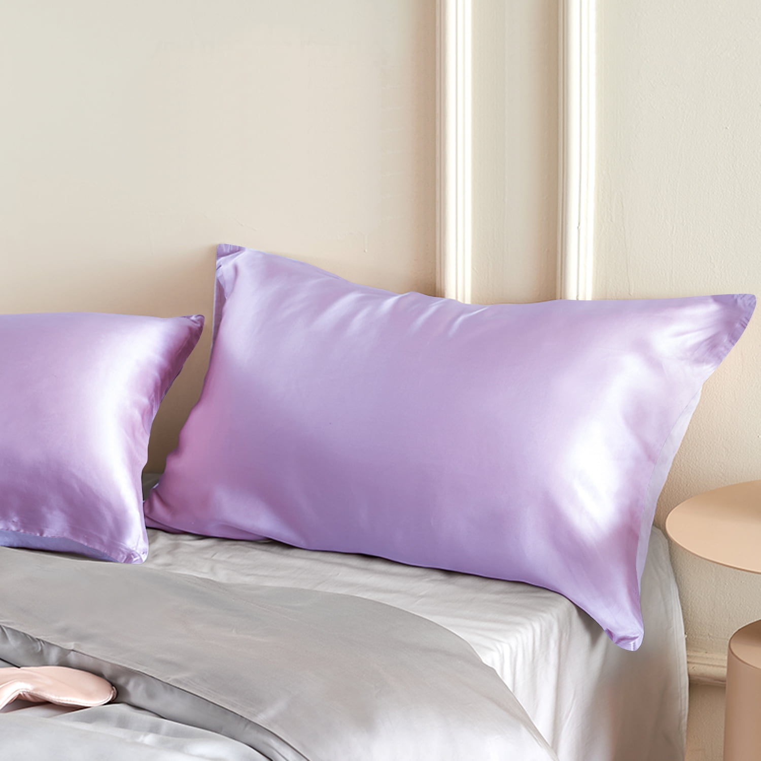 Flxxie 1 Pack 100% Pure Both Sides Mulberry Silk Pillowcase for Hair and Skin, 22 Momme Bed Pillow Case with Hidden Zipper, King, 20"x36", Lavender