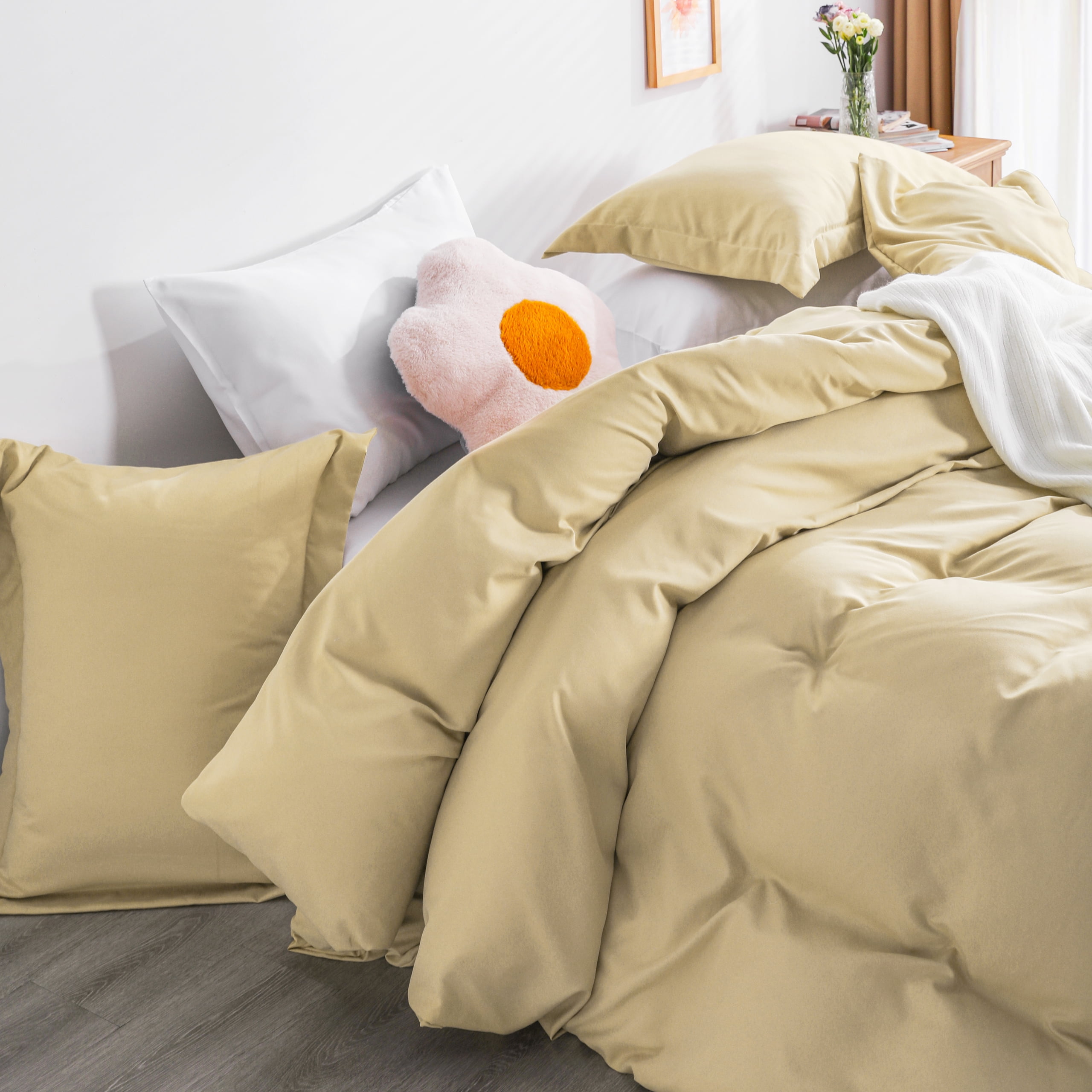 Flxxie 1800 Collection Double Brushed Microfiber Duvet Cover and Sham Set, Khaki, Twin, 2 Pieces