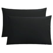 Flxxie 1800 Count Double Brushed Microfiber Envelope Pillowcases Set of 2, Standard, 20" x 26", Black