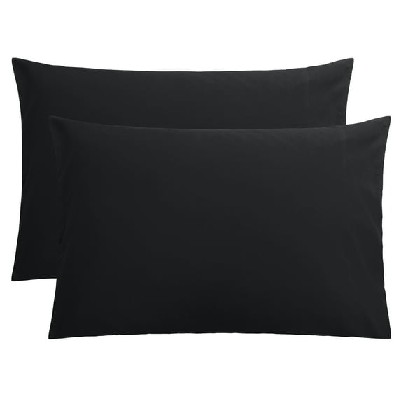 Flxxie 1800 Count Double Brushed Microfiber Envelope Pillowcases Set of 2, Standard, 20" x 26", Black