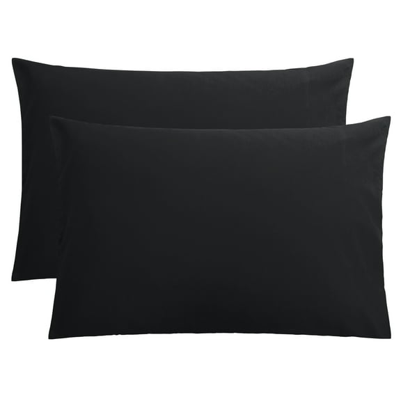 Flxxie 1800 Count Double Brushed Microfiber Envelope Pillowcases Set of 2, Standard, 20" x 26", Black