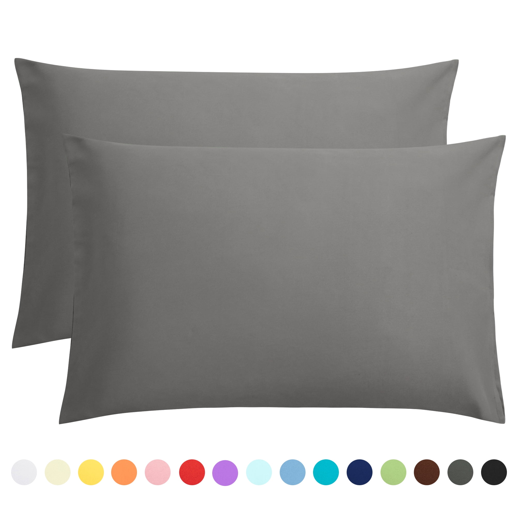 Flxxie 1800 Count Double Brushed Microfiber Envelope Pillowcases Set of 2, Standard, 20" x 26", Dark Gray