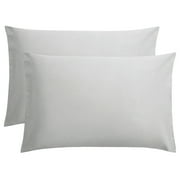 Flxxie 1800 Count Double Brushed Microfiber Envelope Pillowcases Set of 2, Standard, 20" x 26", Light Gray