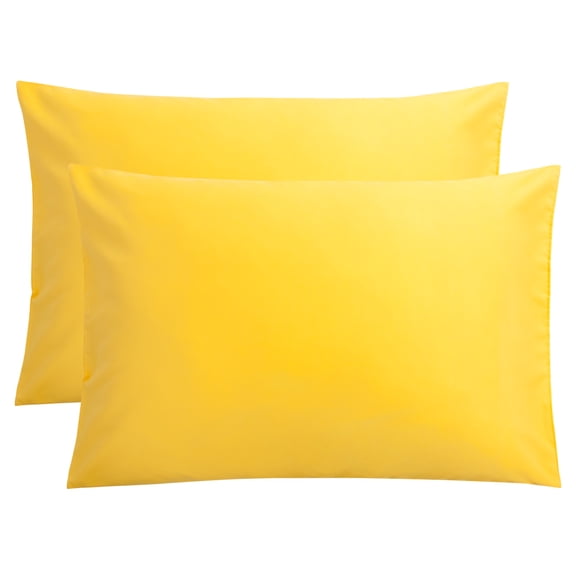 Flxxie 1800 Count Double Brushed Microfiber Envelope Pillowcases Set of 2, Standard, 20" x 26", Yellow