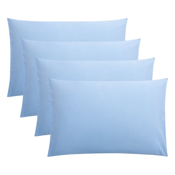 Flxxie 1800 Count Double Brushed Microfiber Envelope Pillowcases Set of 4, Queen, 20" x 30", Sky Blue