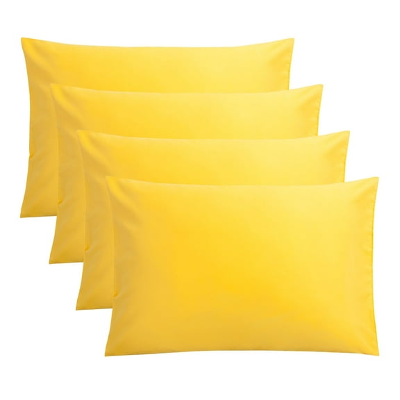 Flxxie 1800 Count Double Brushed Microfiber Envelope Pillowcases Set of 4, Queen, 20" x 30", Yellow