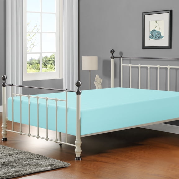 Flxxie 1800 Thread Count Brushed Microfiber Fitted Sheet with 15" Pocket, Full, Aqua
