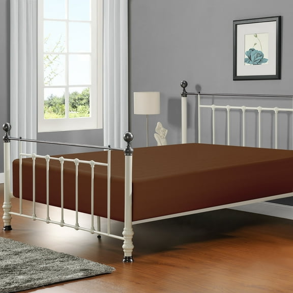 Flxxie 1800 Thread Count Brushed Microfiber Fitted Sheet with 15" Pocket, Full, Coffee