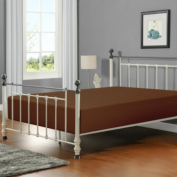Flxxie 1800 Thread Count Brushed Microfiber Fitted Sheet with 15" Pocket, Queen, Coffee