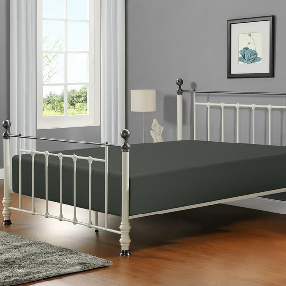 Flxxie 1800 Thread Count Brushed Microfiber Fitted Sheet with 15" Pocket, Twin, Dark Gray